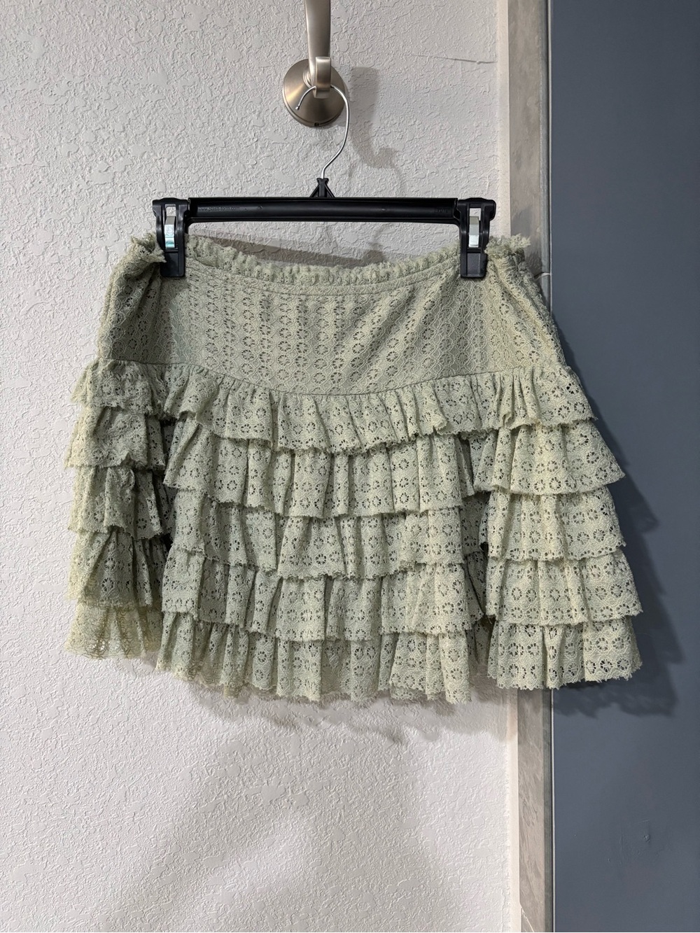 American Eagle Outfitters High-Waisted Ruffle Mini Skort in Olive